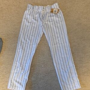 Striped White and Navy Pants